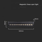 12W (1300Lm) magnetiline raidvalgusti integreeritud LED-iga, V-TC, DC:48V, IP20, must, külmvalge valgus 6400K