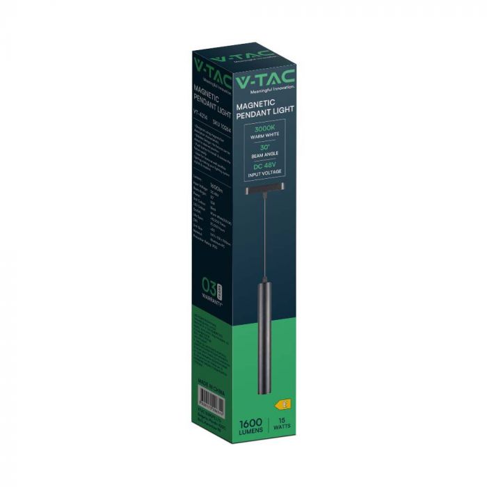 14W (1600Lm) magnetiline raidvalgusti integreeritud LED-iga, V-TC, DC:48V, IP20, must, neutraalne valge valgus 4000K