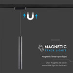 14W (1600Lm) magnetiline raidvalgusti integreeritud LED-iga, V-TC, DC:48V, IP20, must, neutraalne valge valgus 4000K