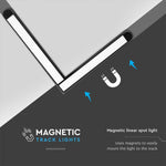 25W (2850Lm) magnetiline valgusti integreeritud LED-iga, V-TAC, DC:48V, IP20, must, neutraalne valge valgus 4000K