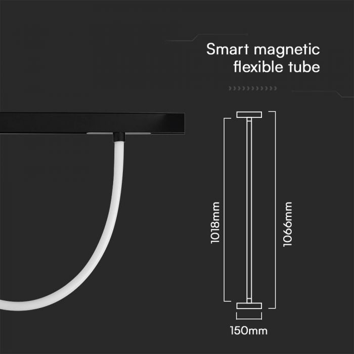 11W(1270Lm) DC:48V LED Magnetic SMART трековый светильник, V-TAC, IP20, черный, 3IN1