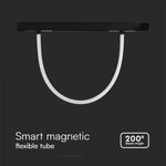 11W(1270Lm) DC:48V LED Magnetic SMART трековый светильник, V-TAC, IP20, черный, 3IN1