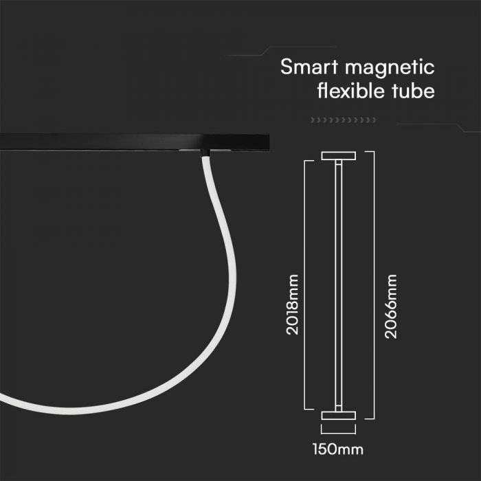 23W(2810Lm) DC:48V LED Magnetic SMART трековый светильник, V-TAC, IP20, черный, 3IN1