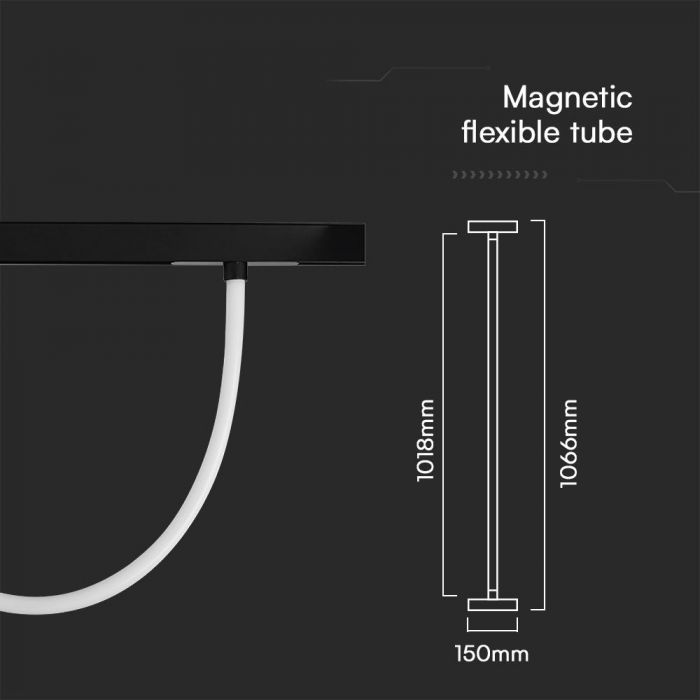 11W (1320Lm) DC: 48V LED magnetiline raidvalgusti, V-TAC, IP20, must, neutraalne valge valgus 4500K