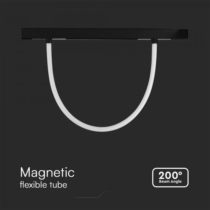 11W(1270Lm) DC:48V LED Magnetisk strömskenesarmatur, V-TAC, IP20, svart, varmvitt ljus 3000K