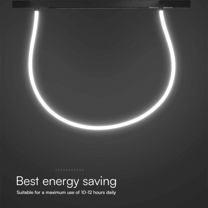 23W(2760Lm) DC:48V LED Magnetic track luminaire, V-TAC, IP20, black, warm white light 3000K