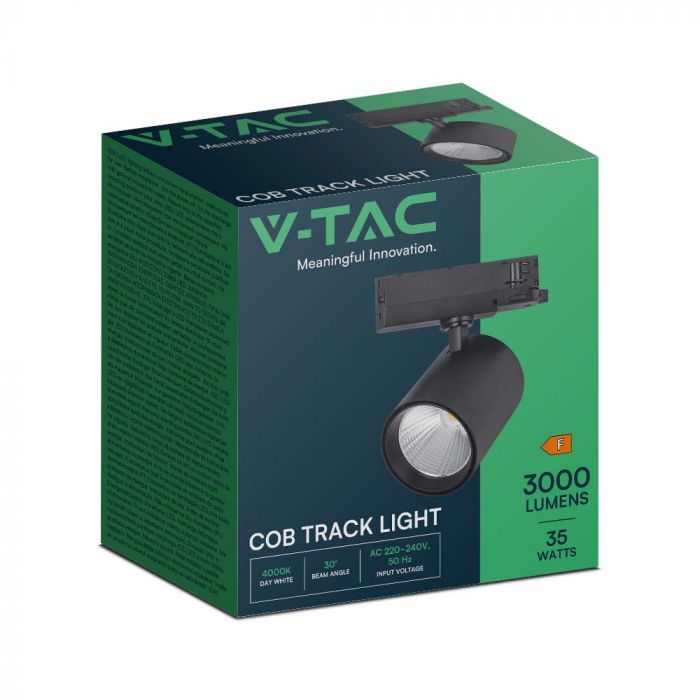 Трековый светодиодный COB светильник 35W(3000Lm), черный, V-TAC, IP20, нейтральный белый 4000K