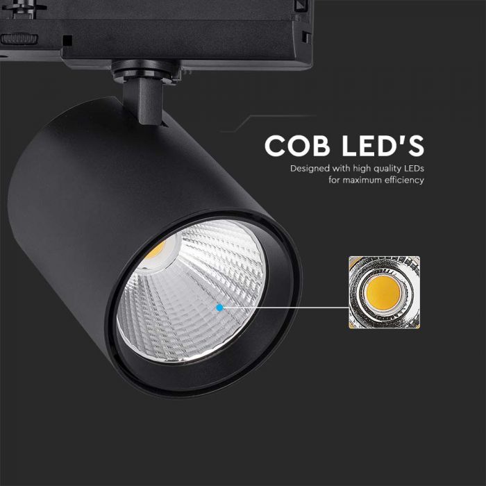Трековый светодиодный COB светильник 35W(3000Lm), черный, V-TAC, IP20, нейтральный белый 4000K