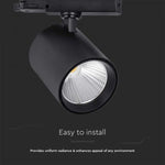 Трековый светодиодный COB светильник 35W(3000Lm), черный, V-TAC, IP20, нейтральный белый 4000K