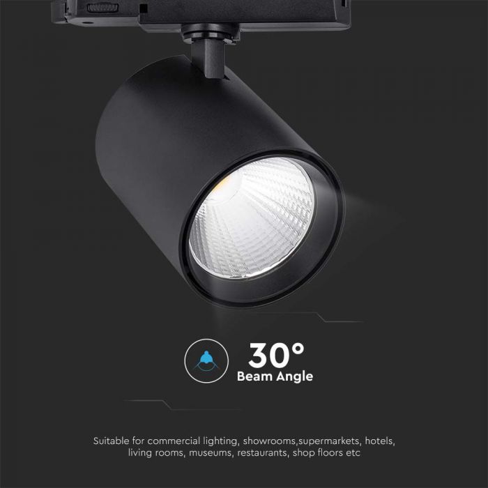 Трековый светодиодный COB светильник 35W(3000Lm), черный, V-TAC, IP20, нейтральный белый 4000K