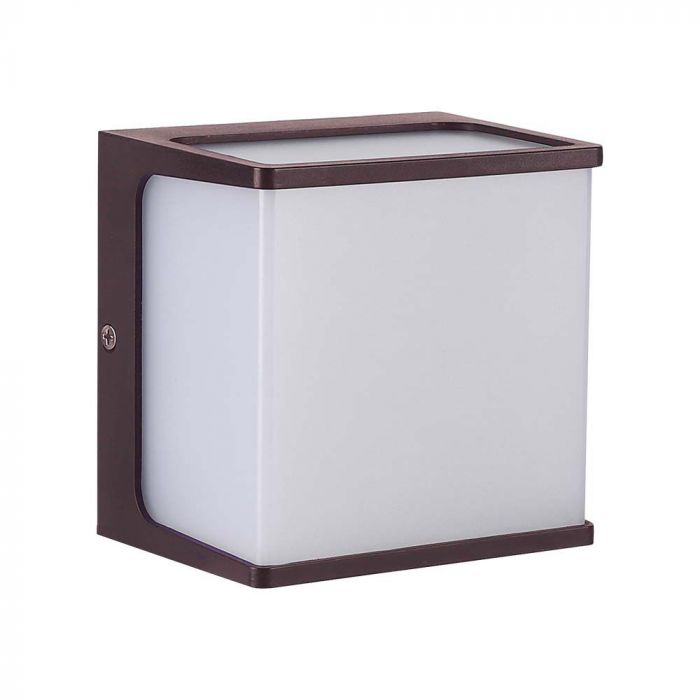 8W(800Lm) LED fasādes gaismeklis, IP65, V-TAC, kvadrāta, brūns, neitrāli balta gaisma 4000K
