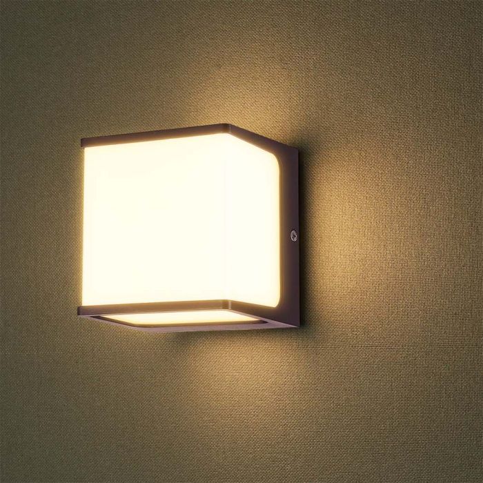 8W(800Lm) LED wall light, IP65, V-TAC, square, brown, neutral white light 4000K