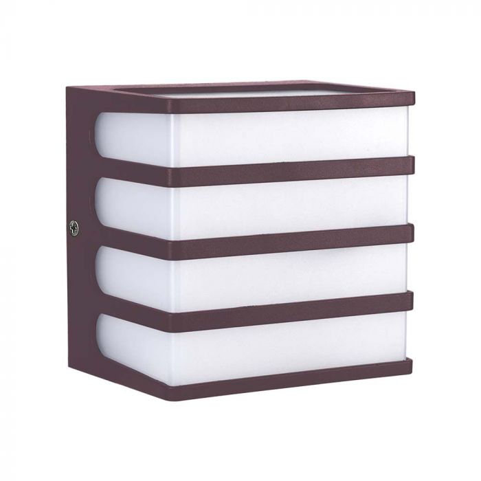 8W(750Lm) LED seinavalgusti, IP65, V-TAC, kandiline, pruun, soe valge valgus 3000K