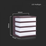 8W(820Lm) LED fasādes gaismeklis, IP65, V-TAC, kvadrāta, brūns, neitrāli balta gaisma 4000K
