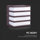 8W(750Lm) LED seinavalgusti, IP65, V-TAC, kandiline, pruun, soe valge valgus 3000K