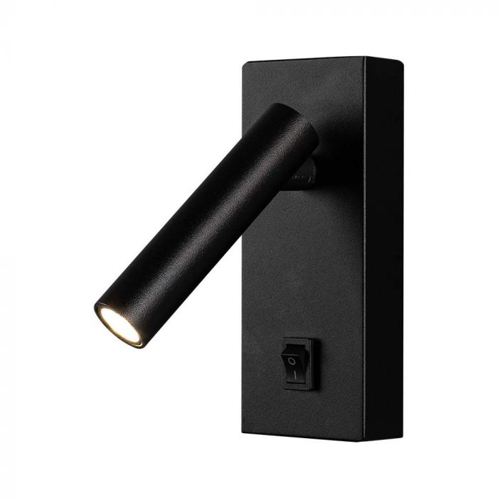 2W(150Lm) LED-väggarmatur med integrerad LED, V-TAC, IP20, svart, neutralvit 4000K