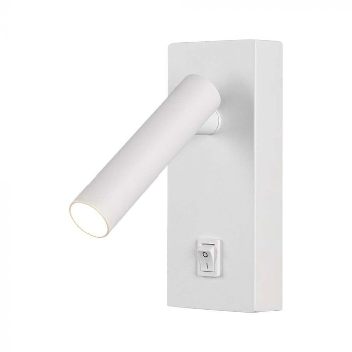 2W(150Lm) LED-väggarmatur med integrerad LED, V-TAC, IP20, vit, varmvitt ljus 3000K