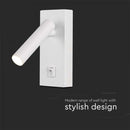 2W(150Lm) LED sienas gaismeklis ar iebūvētu LED, V-TAC, IP20, balts, silti balta gaisma 3000K