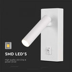 2W(150Lm) LED-väggarmatur med integrerad LED, V-TAC, IP20, vit, varmvitt ljus 3000K