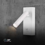 2W(150Lm) LED-väggarmatur med integrerad LED, V-TAC, IP20, vit, varmvitt ljus 3000K