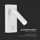 2W(150Lm) LED sienas gaismeklis ar iebūvētu LED, V-TAC, IP20, balts, neitrāli balta gaisma 4000K