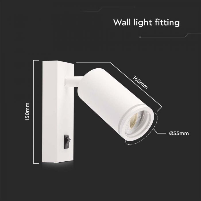 GU10 (bulb not included) LED wall light, IP20, V-TAC, white