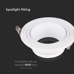 GU10 recessed frame/fixture, round, adjustable light direction, Ø87,5X31mm, recessed. Ø75mm, white, V-TAC