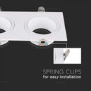 GU10 iebūvējams karkass/armatūra 2 spuldzēm, kvadrāta formas, regulējams apgaismojuma virziens, 175X88x31mm, iebūv. izm.160x75mm,  balts, V-TAC