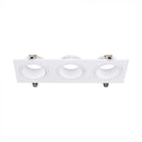 GU10 infälld ram/armatur för 3 glödlampor, kvadratisk form, justerbar ljusriktning, 261X88x31mm, infälld. 245x75mm, vit, V-TAC