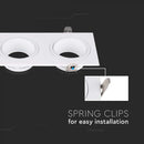 GU10 infälld ram/armatur för 3 glödlampor, kvadratisk form, justerbar ljusriktning, 261X88x31mm, infälld. 245x75mm, vit, V-TAC