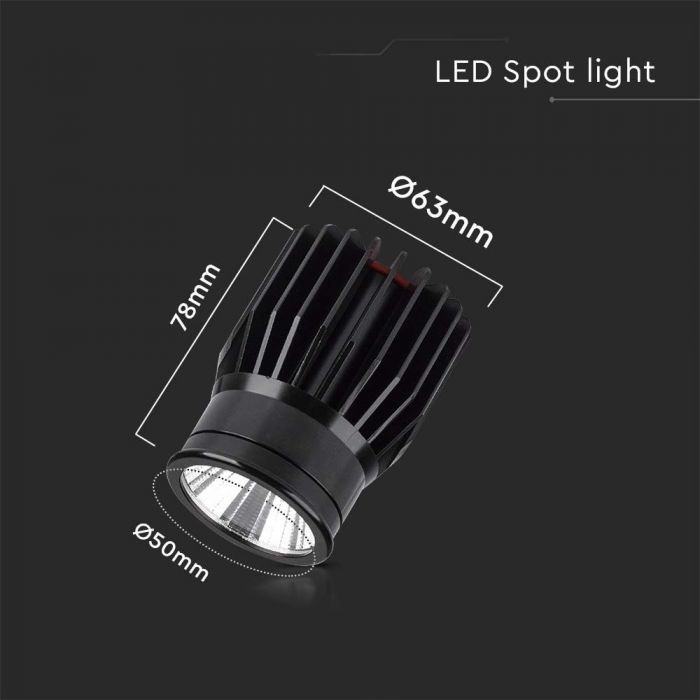 18W(1900Lm) LED modulis  ievietojams GU10 karkasos, 34°, V-TAC, IP20, melns, silti balta gaisma 3000K