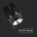 18W(1900Lm) LED modulis  ievietojams GU10 karkasos, 34°, V-TAC, IP20, melns, silti balta gaisma 3000K