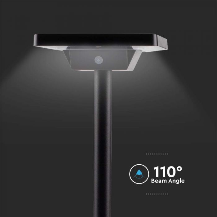 3W(220Lm) LED-solarmatur, markmontering, IP65, V-TAC, 3,7V, 2600mAh Li-ion-batteri, 3IN1, svart