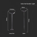 Светодиодный солнечный светильник 3W(220Lm), наземное крепление, IP65, V-TAC, 3.7V, 2600mAh Li-ion Battery, 3IN1, Black