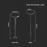 3W(220Lm) LED-solarmatur, markmontering, IP65, V-TAC, 3,7V, 2600mAh Li-ion-batteri, 3IN1, svart