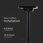 3W(220Lm) LED-solarmatur, markmontering, IP65, V-TAC, 3,7V, 2600mAh Li-ion-batteri, 3IN1, svart