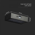 3W(350Lm) 21 LED solar front luminaire with sensor, 3.7V, Lithium 1200mAh Battery, IP65, black, 4000K+3000K