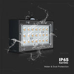 3W(350Lm) 21 LED solar front luminaire with sensor, 3.7V, Lithium 1200mAh Battery, IP65, black, 4000K+3000K