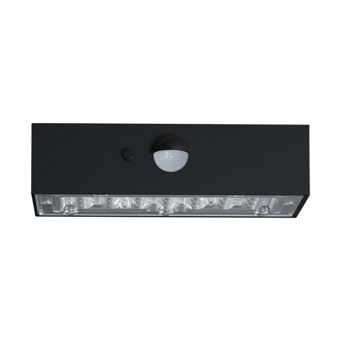 3W(350Lm) 21 LED solar front luminaire with sensor, 3.7V, Lithium 1200mAh Battery, IP65, black, 4000K+3000K