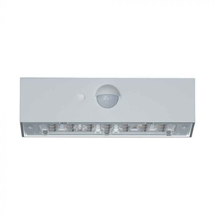 3W (350Lm) LED päikesepaneeliga esivalgusti PIR-anduriga, V-TAC, IP65, DC: 3.2V LifePO4 6000mAh aku, valge, 3000+4000K