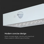 3W (350Lm) LED päikesepaneeliga esivalgusti PIR-anduriga, V-TAC, IP65, DC: 3.2V LifePO4 6000mAh aku, valge, 3000+4000K