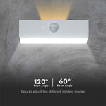 3W (350Lm) LED päikesepaneeliga esivalgusti PIR-anduriga, V-TAC, IP65, DC: 3.2V LifePO4 6000mAh aku, valge, 3000+4000K