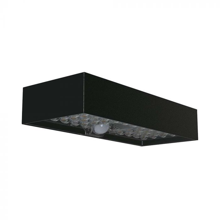 6W(900Lm) LED solārais sienas gaismeklis ar PIR sensoru, IP65,  3.7V, Lithium 3000mAh Battery,  230x97x42.7mm, melns, neitrāli balta gaisma 4000K
