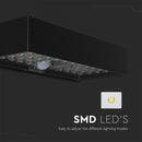 6W(900Lm) LED solārais sienas gaismeklis ar PIR sensoru, IP65,  3.7V, Lithium 3000mAh Battery,  230x97x42.7mm, melns, neitrāli balta gaisma 4000K