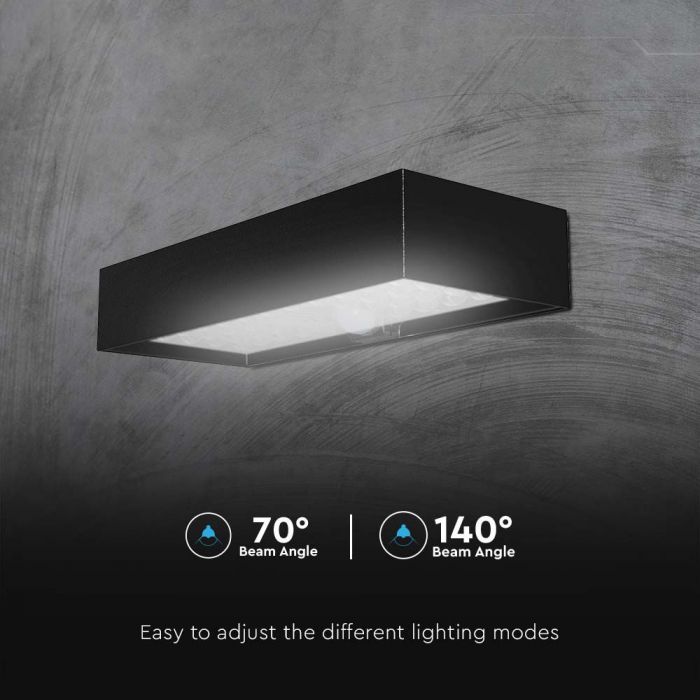 6W(900Lm) LED solar wall light with PIR sensor, IP65, 3.7V, Lithium 3000mAh Battery, 230x97x42.7mm, black, neutral white light 4000K