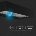 6W(900Lm) LED solar wall light with PIR sensor, IP65, 3.7V, Lithium 3000mAh Battery, 230x97x42.7mm, black, neutral white light 4000K