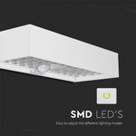 6W(900Lm) 3,7V 35 LED solcellsfrontarmatur med PIR-sensor, V-TAC, IP65, vit, fyrkantig, 3,7V, litium 3000mAh batteri, neutralvitt ljus 4000K