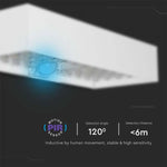 6W(900Lm) 3,7V 35 LED solcellsfrontarmatur med PIR-sensor, V-TAC, IP65, vit, fyrkantig, 3,7V, litium 3000mAh batteri, neutralvitt ljus 4000K