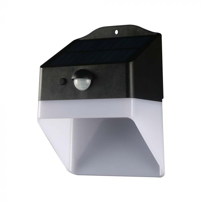 Фронтальный светодиодный солнечный светильник 2W(200Lm) с PIR датчиком, V-TAC, IP65, 3.7V, литиевая батарея 1200mAh, нейтральный белый свет 4000K
