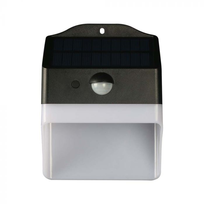 Фронтальный светодиодный солнечный светильник 2W(200Lm) с PIR датчиком, V-TAC, IP65, 3.7V, литиевая батарея 1200mAh, нейтральный белый свет 4000K